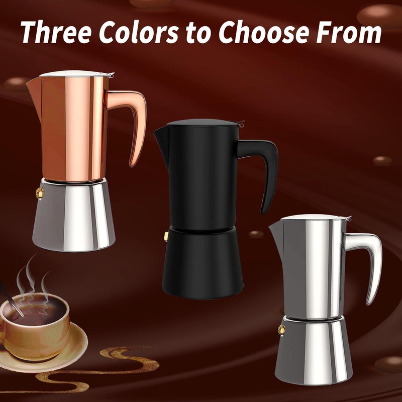 Collgene Stainless Steel Moka Pot Espresso Maker 6 Cups (10oz/300ml) - Italian Stovetop Coffee Maker for Gas & Induction Cooktops, Camping & Home Use, Durable Coffee Pot, Brown - Image 5